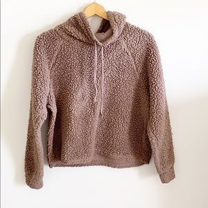 Pink Rose Tan Cowl Neck Sherpa